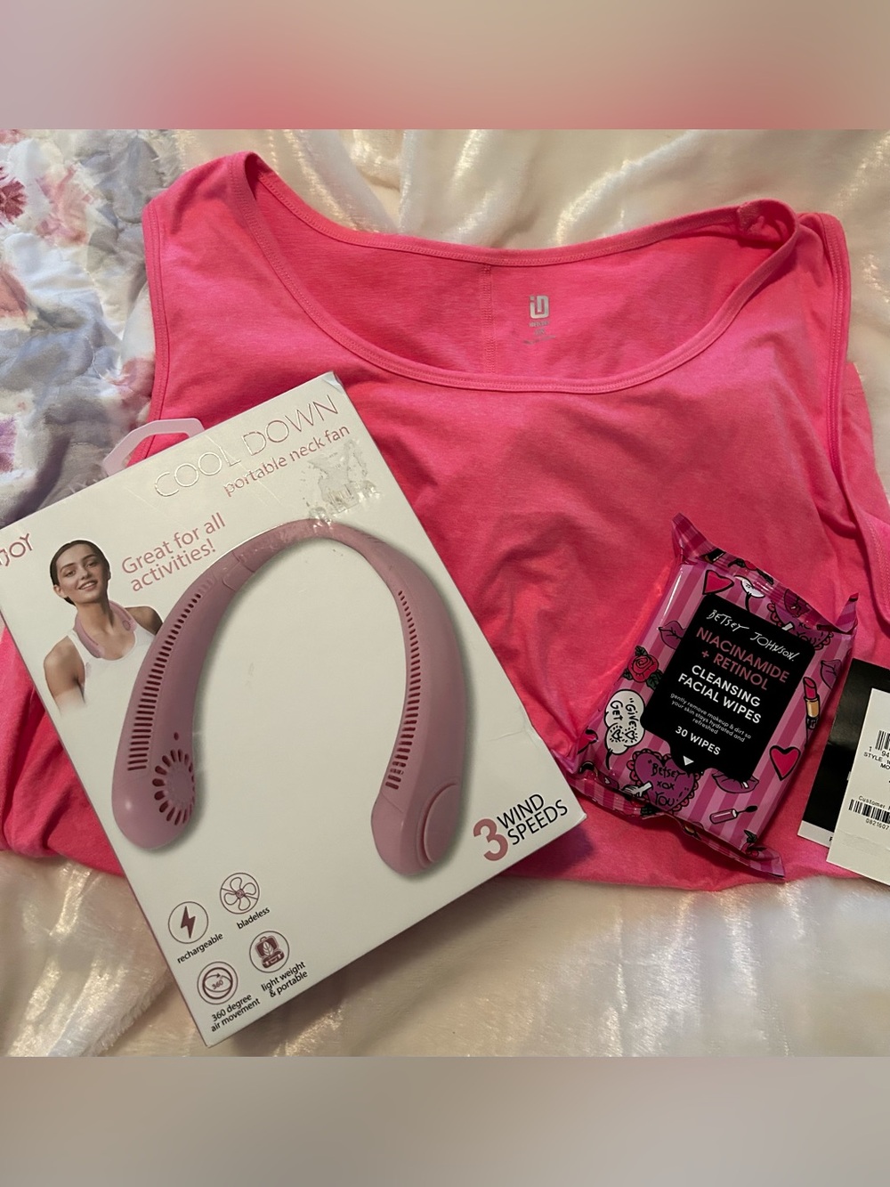 NWT Ideology Women's Tank Top and Pink Personal Fan Bundle